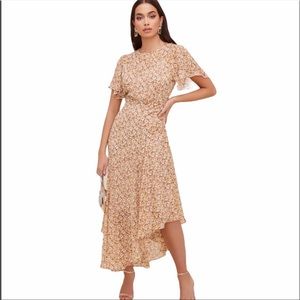ASTR Flutter Sleeve Floral Maxi Dress Mustard Multi Ditsy Size L